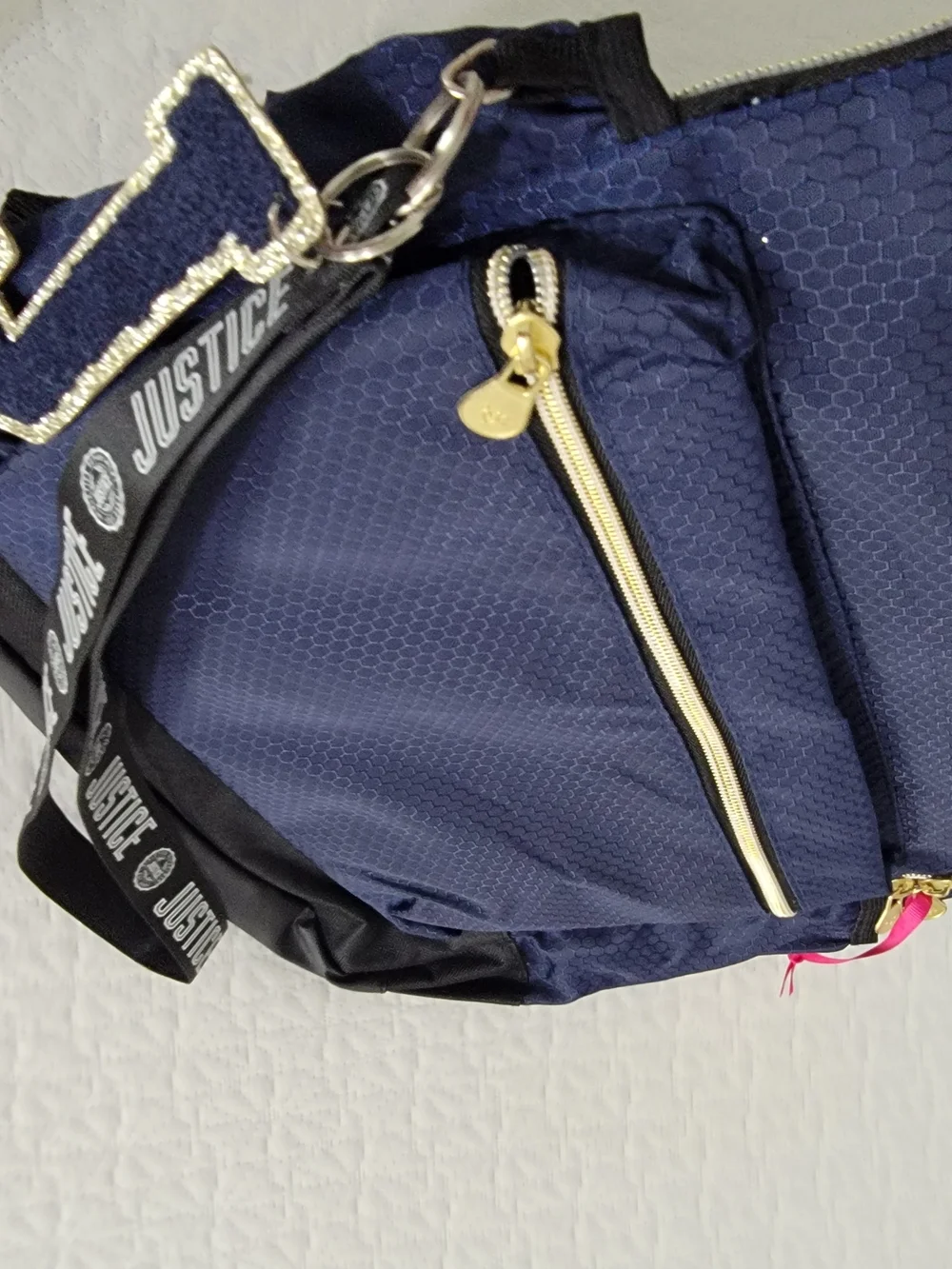 Justice Navy Blue Backpack with Gold Zippers - Girls/Men Bags